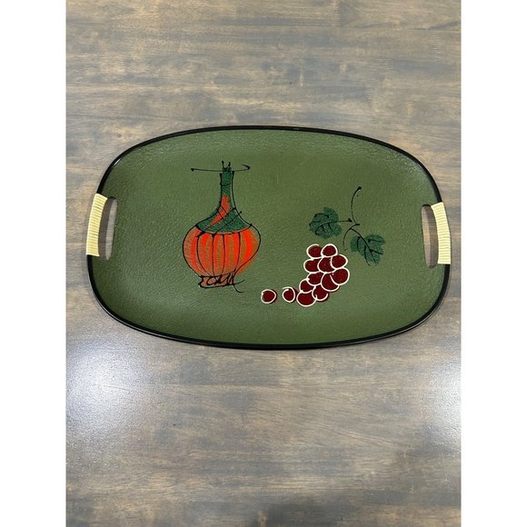 Dining Vtg Mcm Fiberglass Hand Painted Serving Tray Japan 18 X 12